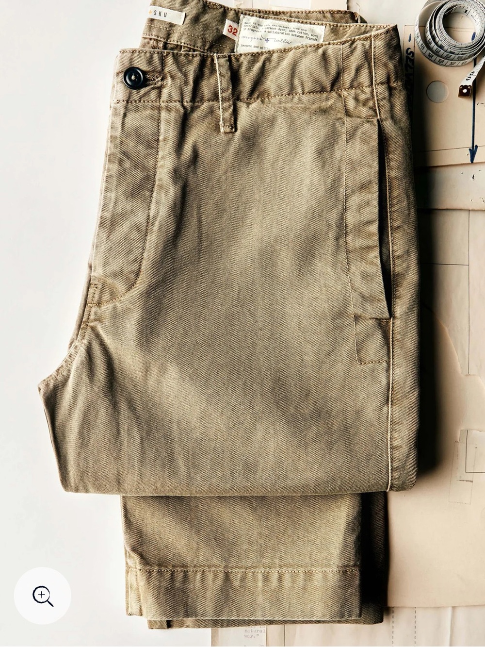 Imogene + Willie, all american chino in field tan, raw hem, size 30 - Picture 9 of 9